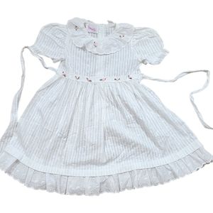 Vintage Maty Dress Eyelet White Tie Back Short Sleeve Size 6